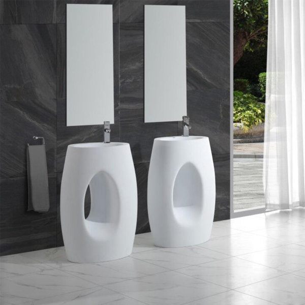 ADM Bathroom 33'' Tall Resin Oval Pedestal Bathroom Sink Wayfair